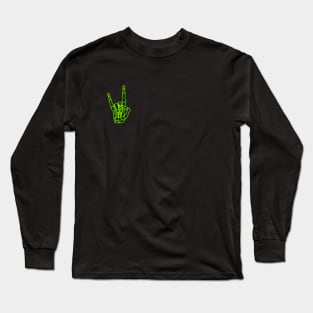 Green Neon Rock n' Roll Skeleton Hand Long Sleeve T-Shirt